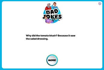 A screen shot of the Dad Jokes site.